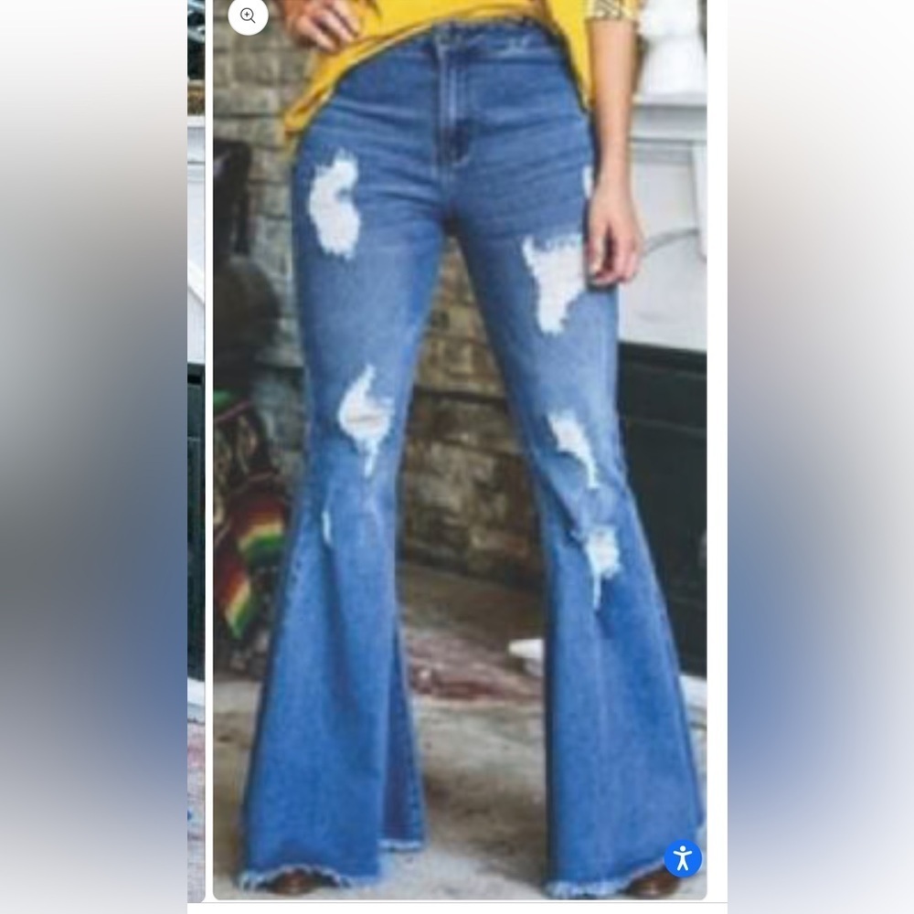 Home Folk Dallas Distressed Women's Light Wash Blues
Flare Jeans